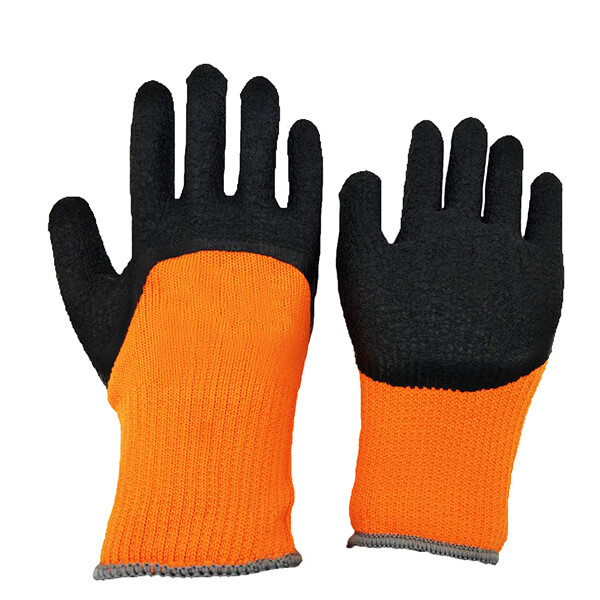 10 Gauge Polyester Brushed Napping Shell Latex Crinkle Half Coated Winter Work Gloves WPLCH-06