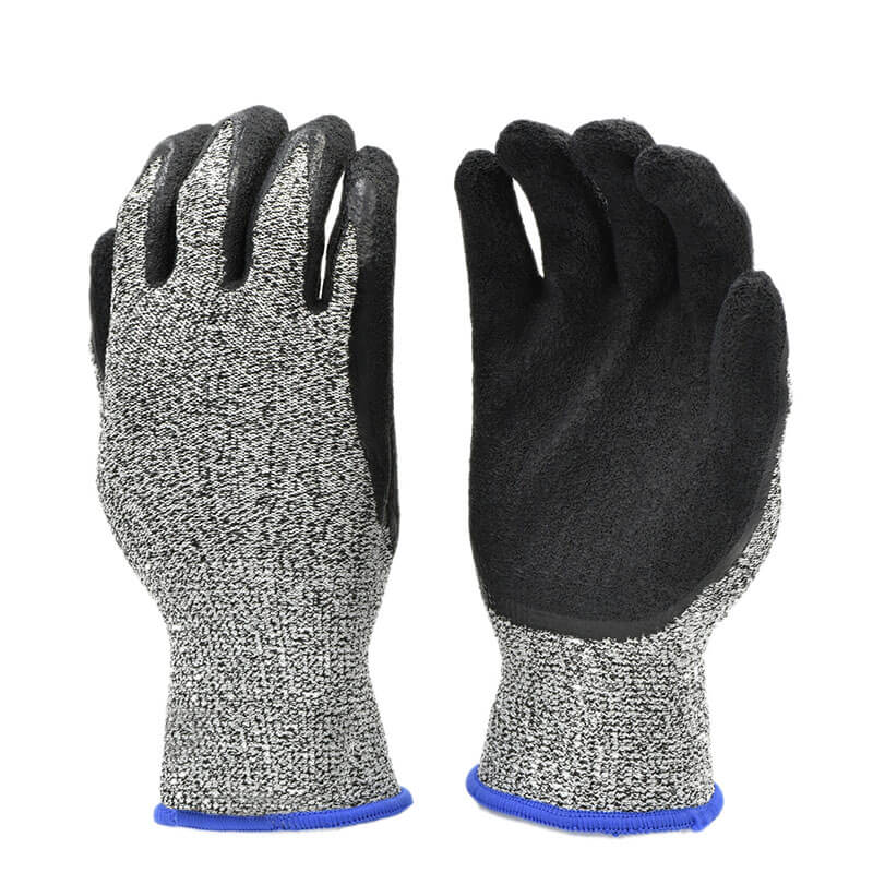 13 Gauge UHMWPE(HPPE) Liner Latex Crinkle Coated Cut Resistant Gloves CLC-02