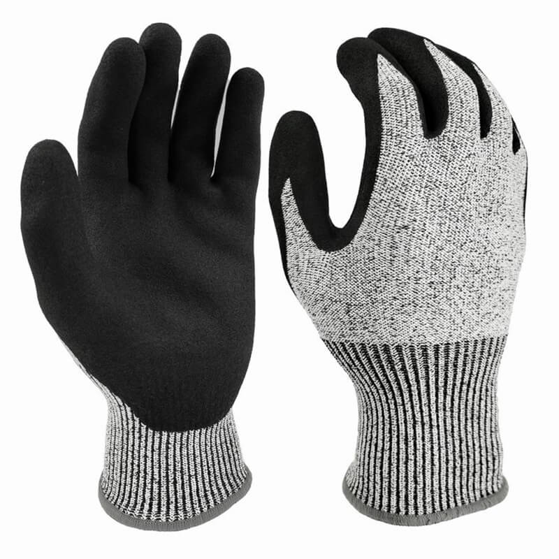 13 Gauge UHMWPE(HPPE) Liner Nitrile Sandy Coated Cut Resistant Gloves CNM-04