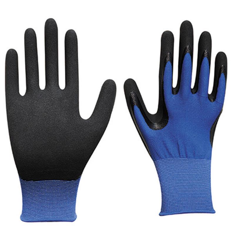 13G Polyester Liner Nitrile Sandy Palm Coated Gloves PNMP-02