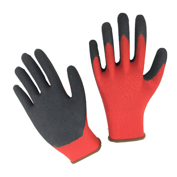 13Gauge Polyester Liner Latex Sandy Coated Gloves PLMP-03