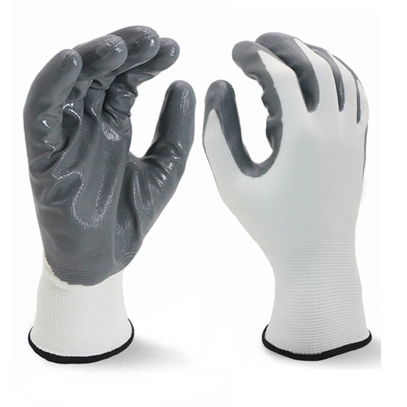 13 Gauge Polyester Liner Smooth Nitrile Palm Coated Gloves PNGP-03