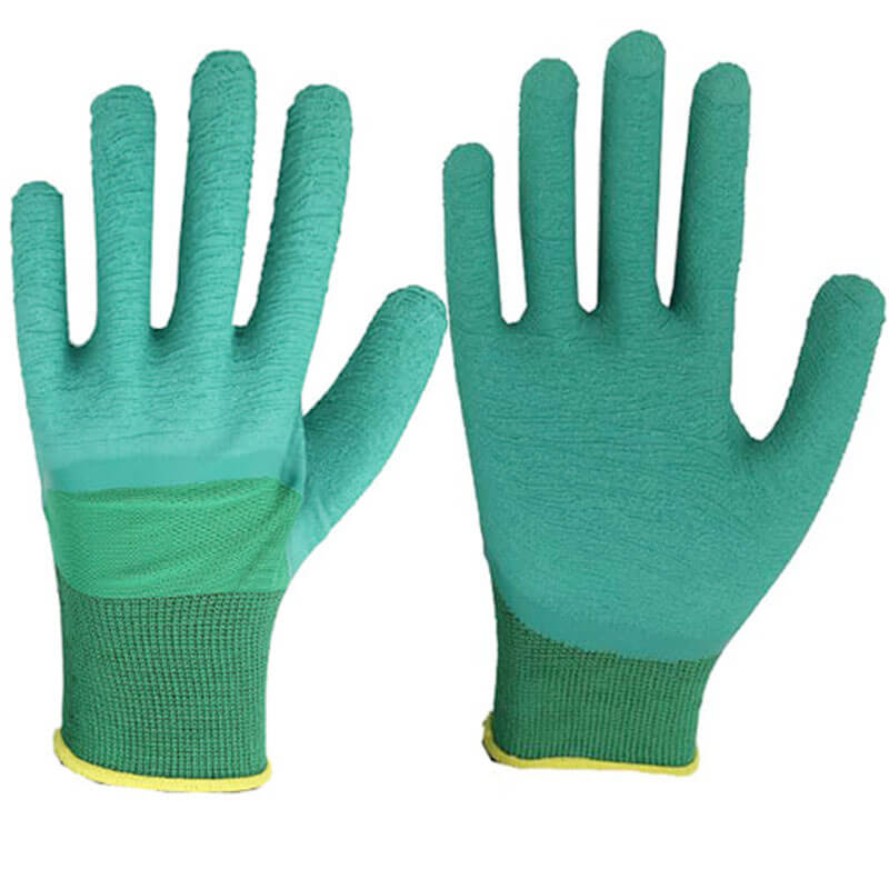 13 Gauge Polyester Liner Wave Crinkle Latex Half Coated Gloves PLWCH-07