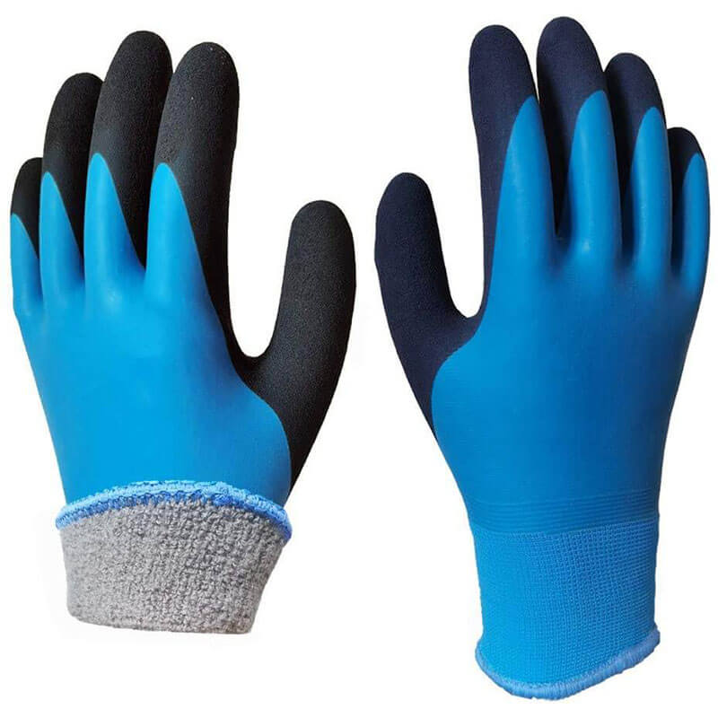 15 Gauge Nylon Acrylic Loop Napping Latex Fully and Sandy Double Coated Winter Work Gloves SNOW-01