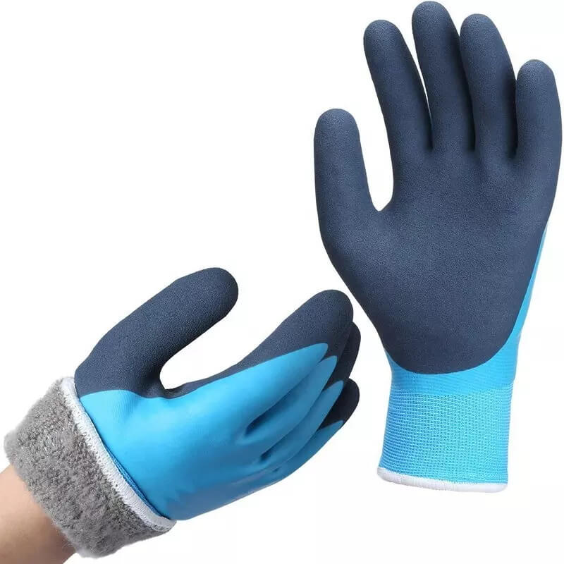 15 Gauge Nylon Acrylic Loop Napping Latex Fully and Sandy Double Coated Winter Work Gloves SNOW-01