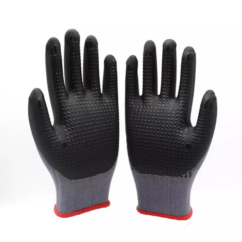 15Gauge Nylon Spandex Liner Nitrile Foam Coated Gloves with Dots NDOTS-08