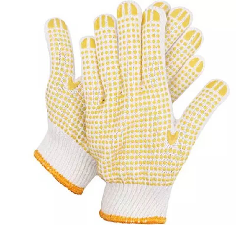 7 Gauge White Polycotton Liner PVC Dotted Gloves DOTTED-W