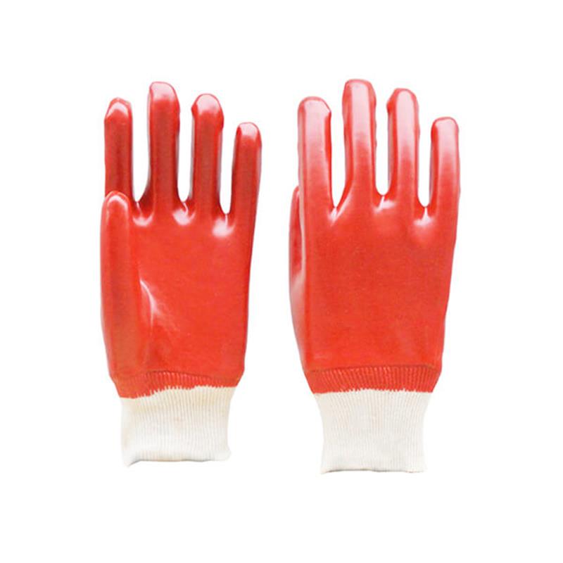 Cotton Interlock Liner Knit Wrist PVC Coated Gloves PVCNW-01