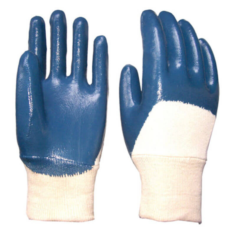 Heavy Duty Knit Wrist Cotton Jersey Liner Nitrile Fully/Half Coated Gloves HDKW-F/HDKW-H