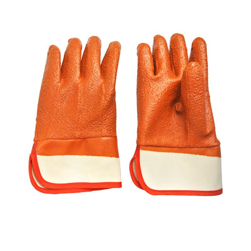 Heavy Duty Safety Cuff Cotton Jersey Liner PVC Rough Sandy Coated Gloves PVCSC-04